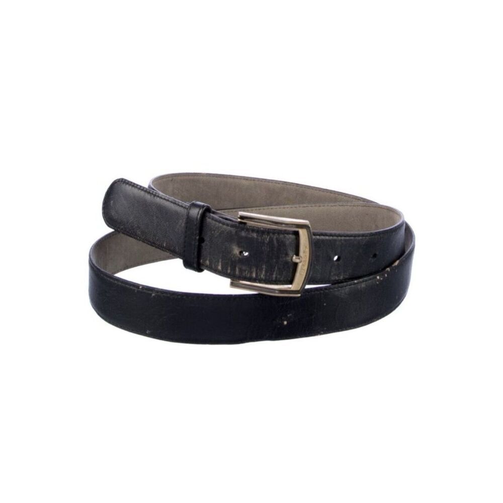 Pierre Cardin Authentic Vintage Solid Black Calfskin Leather Belt 38 / 95 Spain